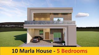 10 Marla house design - 5 Bedrooms | 35 x 65 ft | Modern house design