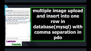 Multiple Image Upload And Insert Into One Row In Database(Mysql) With Comma Separation In Pdo  #php