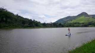 Standup paddle boarding in river (SUP) [4k]