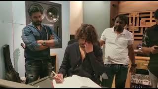 Lyricist Shabbir Ahmed recording session with Sonu Nigam