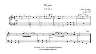 Mozart, Leopold : Menuet in D minor - Notebook for Wolfgang