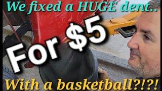 We fixed a huge dent with a basketball?!?!