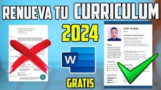 RENUEVA TU CV EN 5 MINUTOS 2024 PLANTILLAS GRATIS PARA TU CV I COMO HACER UN BUEN CURRICULUM EN WORD