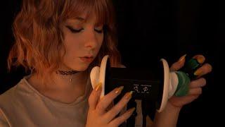 ASMR | Slow Mic Blowing & Ear Brushing - no talking, bassy, ambience rain