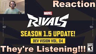 Just A Gamer Reacts | Marvel Rivals - Season 1.5 Update! | Dev Vision Vol. 04