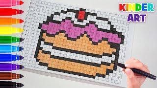 Рисунки  по клеточкам - Торт | How to draw a cake - Pixel art