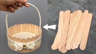 DIY ตะกร้าจากไม้ไอศครีม | DIY Basket from Ice Cream Stick.