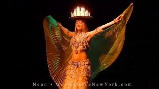 Can YOU do this? Amazing bellydancer Neon - candle tray + wings