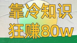 2022网赚，新手网上赚钱！教你通过冷知识赚钱，狂赚80万