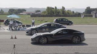 Tesla Model S P100D vs Ferrari F12 1/4 Mile Drag Race!