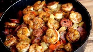 CAJUN SHRIMP SAUSAGE AND POTATO SKILLET