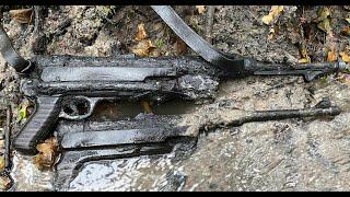 Excavations for the war. MP-40 in the stream. The Second World War. Koenigsberg. Subtitles