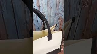 小麥手作舖︱黑白雅緻托特包-帆布︱大容量拼接托特包 購物袋 單肩包 帆布袋