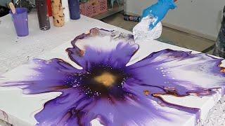 the CHALLENGING Purple Flower - Acrylic Pouring / Dutch Bloom