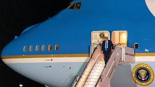 Trump departs Washington D.C. & arrives in Palm Beach for weekend at Mar-a-Lago amid tariffs threat