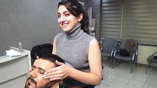 DRAWN ASMR BACK MASSAGE HEALING FOR BARBER HALIL FROM LADY BARBER ANNA | NIGHT NIGHT