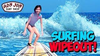 Yumi almost drowns surfing | Ron Jon Surf Shop Shopping Challenge