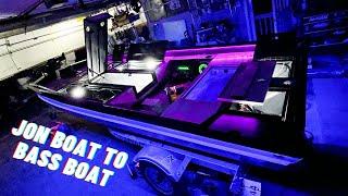 EPIC JON BOAT TO BASS BOAT CONVERSION PT 2! Jon Boat LIVEWELL, Storage, LEDs, Foam Decking & More!
