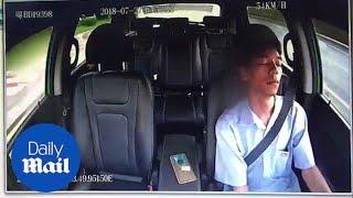 Dashcam footage shows driver asleep at wheel in China