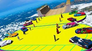 Superheroes challenge Virtical-Ramps Spiderman car and Superhero cars Hulk SuperMan Deadpool GTA 5