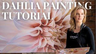 Dahlia Acrylic Painting Tutorial + Timelapse with Free Reference Photo || Floral Painting Lesson