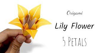 Origami Flowers - How to make Origami Lily Flower (5 petals)