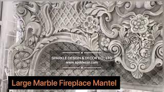 Vivid exquisite white marble fireplace mantel stone fireplace surround for home decoration