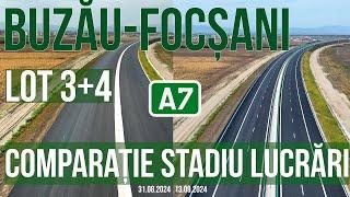 AUTOSTRADA A7 Buzău-Focșani | lot 3+4 Râmnicu Sarat-Focșani 47.04 km | Comparatie 31.08-13.09.24