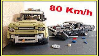 Dodge Charger VS Land Rover Defender  80 KM/H  Lego Technic CRASH test - Fast and Furious