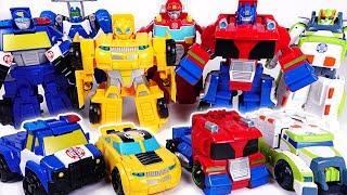 Dinosaur set a fire! Go! Transformers Rescue bots Optimus Prime, Bumblebee! - DuDuPopTOY