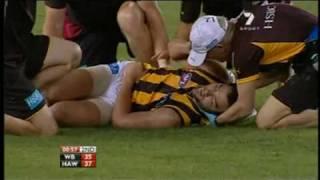 Jordan Lewis gets knocked out vs Western Bulldogs