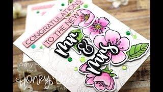 Honey Bee Stamps Spring Blossoms Wedding Card | Distress Ink Watercolor