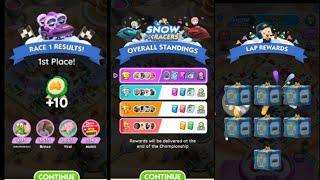 SNOW RACERS RACE 1 RESULTS | Rank 1st | Monopoly Go #monopolygo #snow #racers