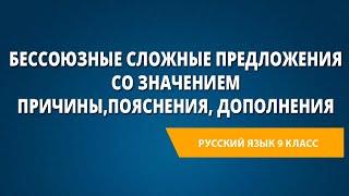 Бессоюзные сложные предложения со значением причины,пояснения, дополнения