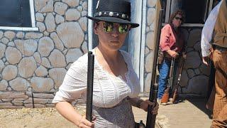 My sister at shooting single action comp Heather Brasswynn