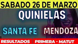 Quinielas Primera y matutina de Santa Fé y Mendoza, Sábado 26 de Marzo