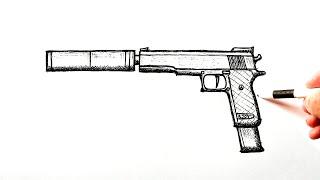 How to draw a Pistol easy