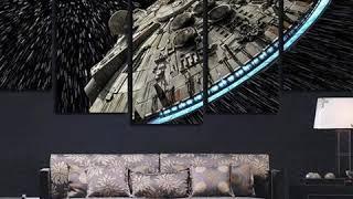 5 PIECES STARWARS MILLENNIUM FALCON IN SPACE CANVAS