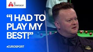 Shawn Murphy reacts after his final frame win against Zhao Xintong  | 2024 UK Championship