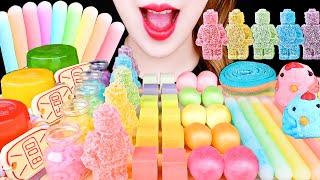 ASMR RAINBOW FOOD *CUBE CHEESE, ROBOT JELLY, PEBBLE CANDY, FROZEN WAX CANDY EATING SOUNDS MUKBANG