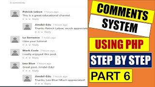 Comments Advanced System Using PHP And MySQL Database Step By Step Tutorial | Part 6