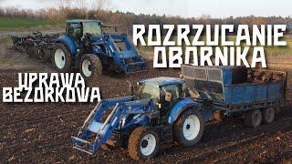 ROZRZUCANIE OBORNIKA & UPRAWA BEZORKOWA!T5'KA W AKCJI!NEW HOLLAND T5.120 & FORTSCHRITT & AGROLI