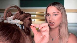 Asmr NEW GIRL sits behind you in class & does your hair  *she's kind of toxic*