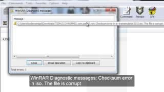 WinRAR Diagnostic messages: Checksum error in iso. The file is corrupt