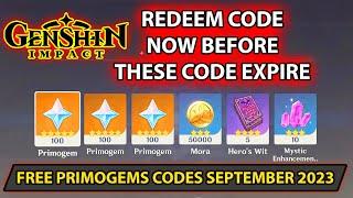 Genshin Impact  Free Primogems Codes September 2023 (Redeem Now Before These Code Expire) Update 4.1