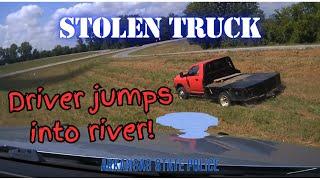 STOLEN TRUCK!  Pursuit through soybean fields, driver jumps into river (Arkansas State Police)