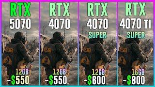 RTX 5070 vs RTX 4070 vs RTX 4070 SUPER vs RTX 4070 TI SUPER - Test in 25 Games