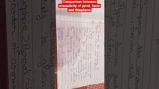 Comparison between aromaticity of pyrol furan and thiophene b.sc part 3 organic chemistry