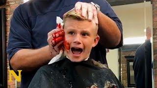 Barber Pranks Kid By Pretending He's Cut His Ear Off