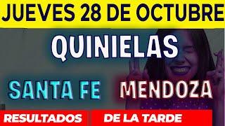 Resultados Quinielas Vespertinas de Santa Fe y Mendoza, Jueves 28 de Octubre